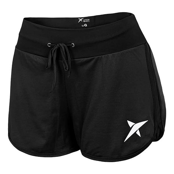 Short Duplo Drop Shot Feminino - Preto