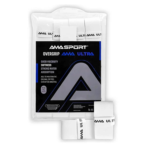 Overgrip Ama Sport Ama Ultra Pack com 12 Unidades - Branco
