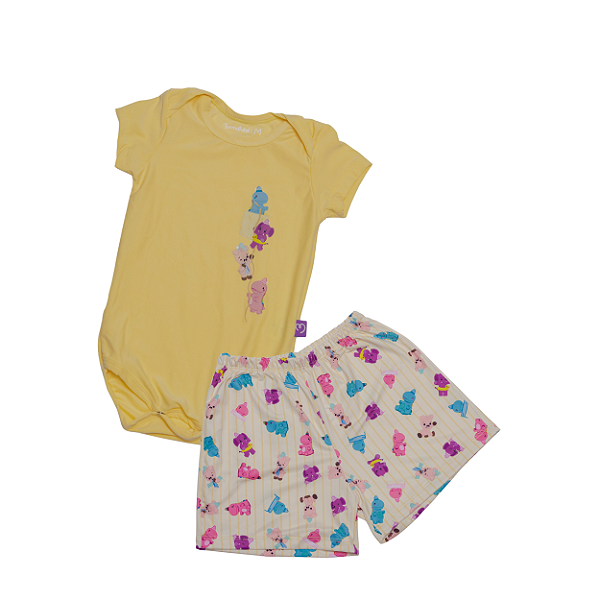 Pijama No Mundo da Lua BABY  TurmaTube Amarelo - Turmatube
