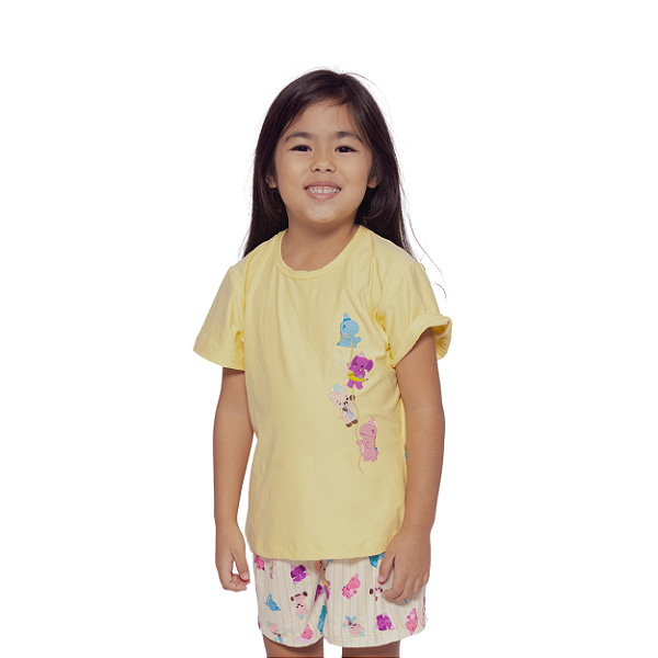 Pijama No Mundo da Lua KIDS TurmaTube Amarelo - Turmatube