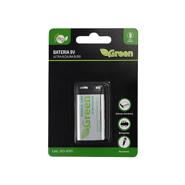 Bateria 9V Alcalina 6lr61 Green