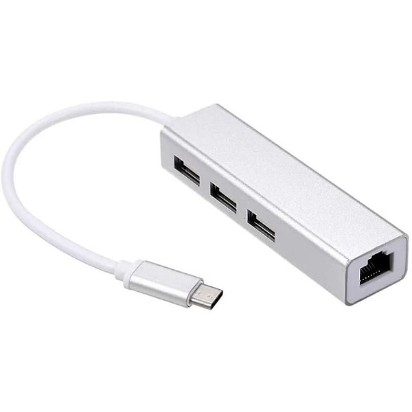 Hub Tipo-C 3 Portas USB 3.0 1 Porta Lan Rj45 CBO-6962