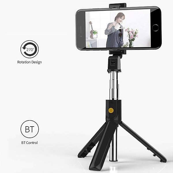 Bastão de Selfie Tripe Controle Bluetooth Q07