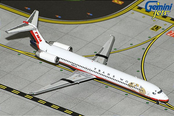 Gemini Jets 1:400 TWA Trans World Airlines McDonnell Douglas MD-82 (BLISTER AMASSADO)