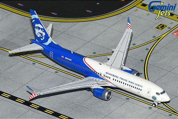 Gemini Jets: 1/400 Alaska Airlines B737 MAX 8"Honoring Those Who Serve"