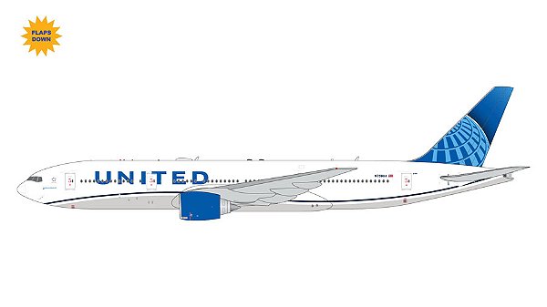 PRÉ-VENDA - Gemini Jets 1:400 United Airlines Boeing 777-200ER Flaps Down