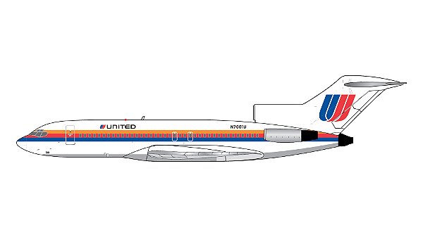 PRÉ-VENDA-Gemini Jets: 1/400 United Airlines B727-100 Saul Bass livery; polished belly