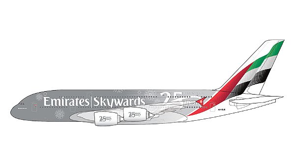 PRÉ-VENDA- Gemini Jets: 1/200 Emirates Airline Airbus A380-800 "Skywards 25 Year Anniversary"