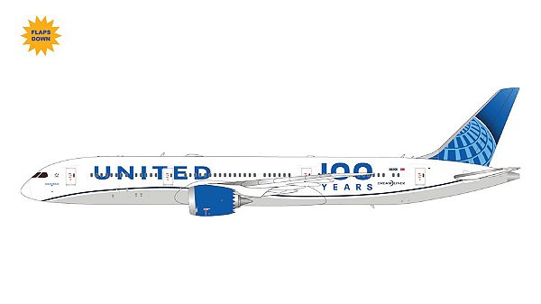 PRÉ-VENDA- Gemini Jets: 1/200 United Airlines B787-9 “100 Years” (flaps down)