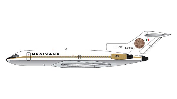 GeminiJets 1:400 Mexicana Boeing B727-100 XA-SEJ ("Azteca de Oro," polished belly) (pré-venda)