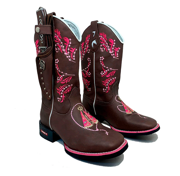 Bota Texana Feminina Senhora Aparecida Rosa Bainha e Faca
