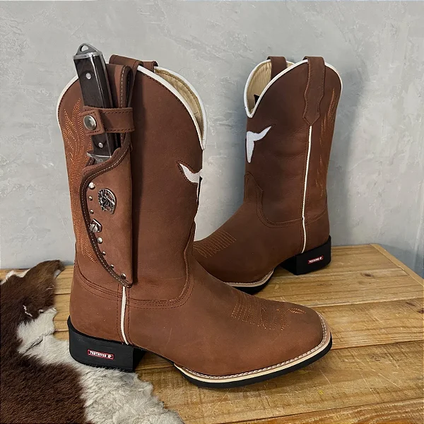 Bota Texana Country Touro Com kit Bainha e Faca