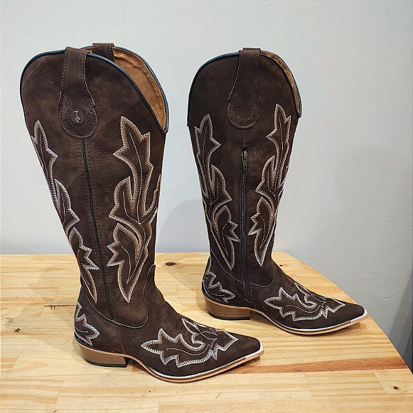 Texana West Bico Fino - Couro Nobuck Marrom