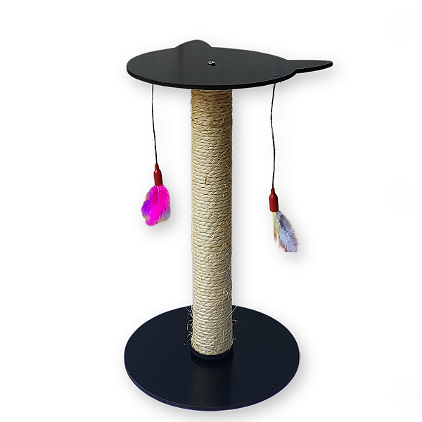 Poste Arranhador para Gatos Brinquedo Duplo Divertido Sisal MDF