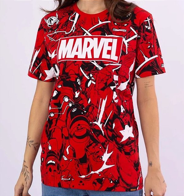 Camiseta Full Print Marvel - Unissex
