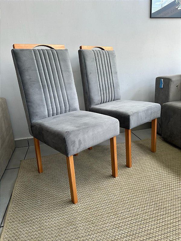 Cadeira para mesa de jantar estofada Cinza com 2 unidades