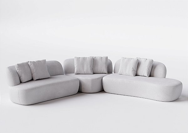 Sofá da Vinci 2,10 x 2,40 Mts orgânico moderno tecido Bucle