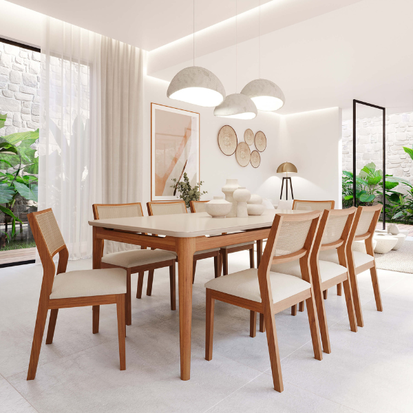 Conjunto Sala de Jantar Baobá  c/ Vidro e  Cadeiras