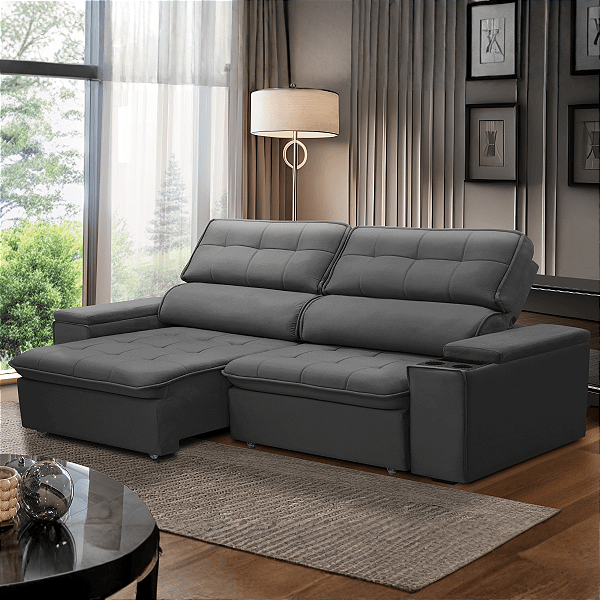 Sofá Kyoto molas ensacadas e Porta copos embutido