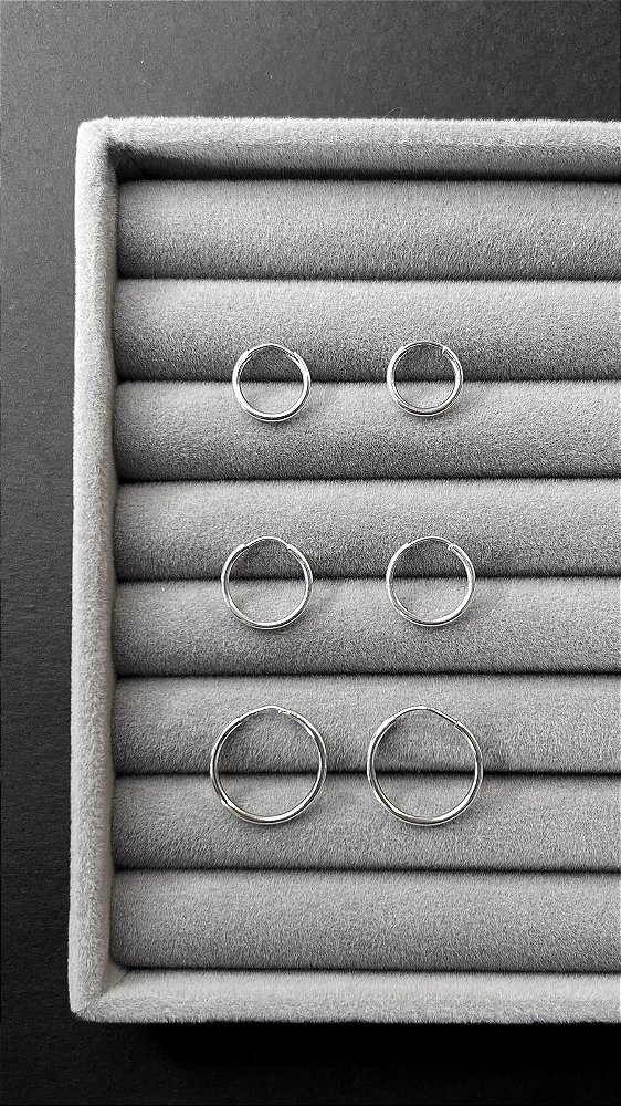 Trio Brincos Argolas Fio Liso em Prata 925
