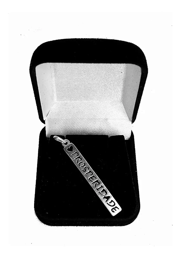 Pingente Placa Feeling Prosperidade em Prata 925