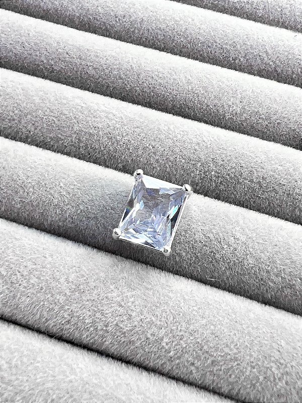 Pingente Retangular Zircônia Cristal em Prata 925