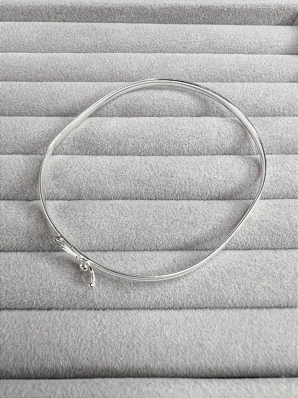 Bracelete Rígido Fio Liso com Trava em Prata 925