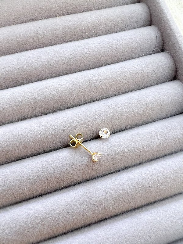 Brinco Ponto de Luz 4mm Banhado a Ouro 18K