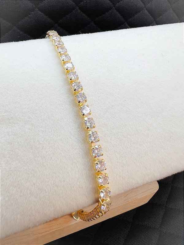 Pulseira Riviera Zircônia Banhada em Ouro 18k