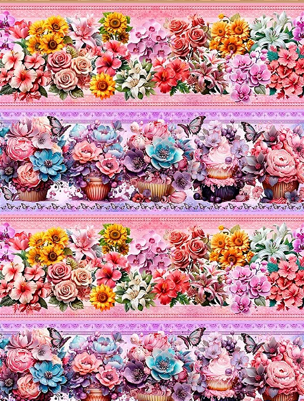 Tricoline digital Buquê de flores(55 x 1,50)