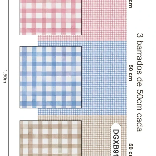 Tricoline xadrez 3 faixas (50cm)