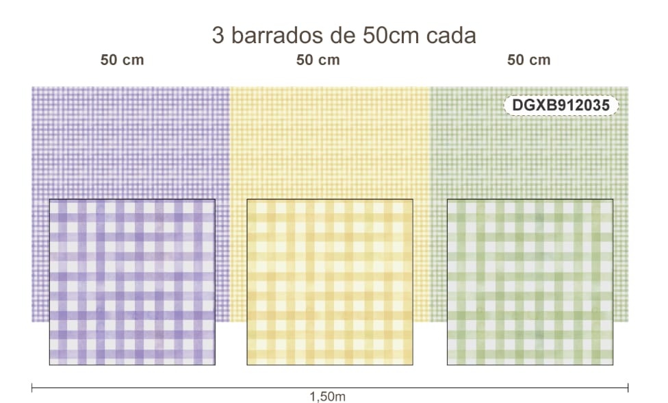 Tricoline xadrez 3 faixas (50cm)