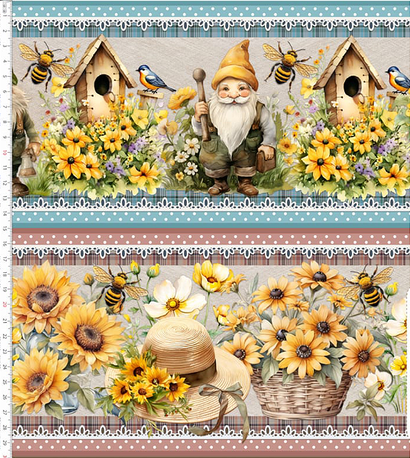 Tricoline digital Jardim Amarelo (0,55cm x 1,50 de largura)