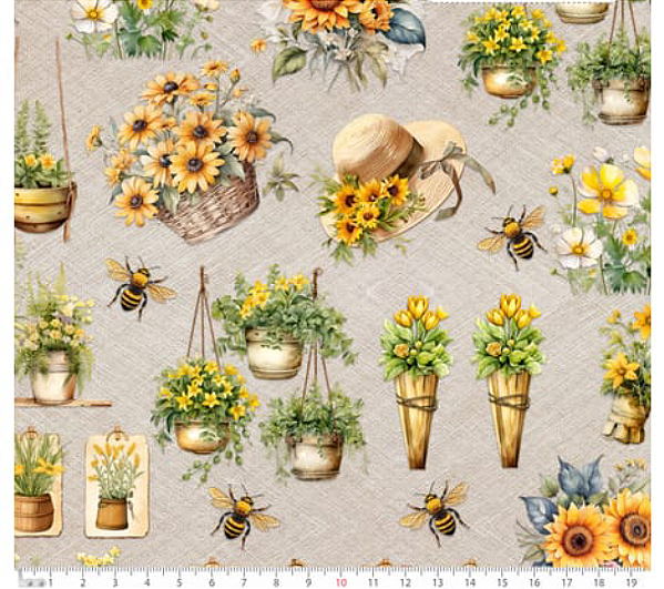 Tricoline digital Jardim Amarelo (0,55cm x 1,50 de largura)