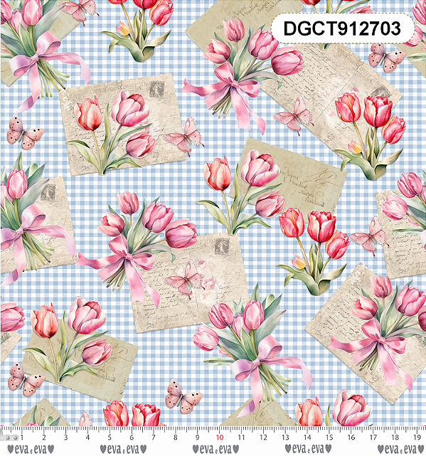 Tricoline digital Cartas de Amor (0,55cm x 1,50 de largura)
