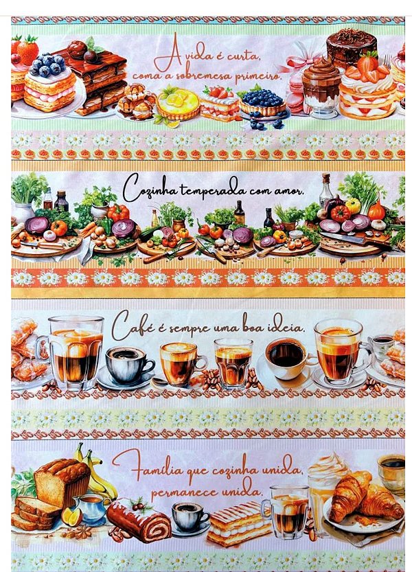 Tricoline digital frases alimentação (0,53cm x 1,50 de largura)