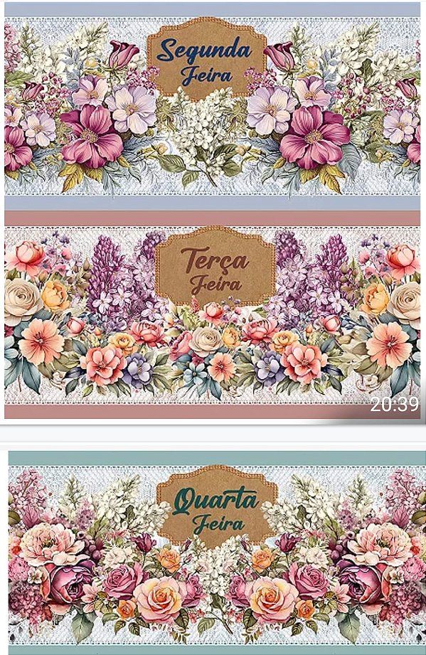 Tricoline digital Semaninha floral (0,53cm x 1,50 de largura)