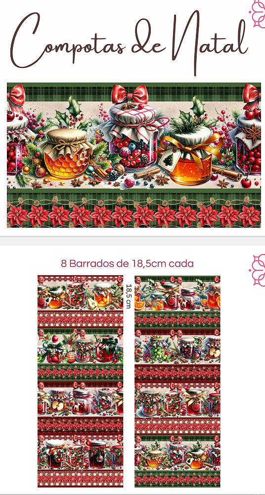 Tricoline digital Natal Compotas (0,55cm x 1,50 de largura)