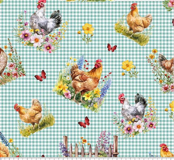 Tricoline digital Fazenda Feliz (0,55cm x 1,50 de largura)