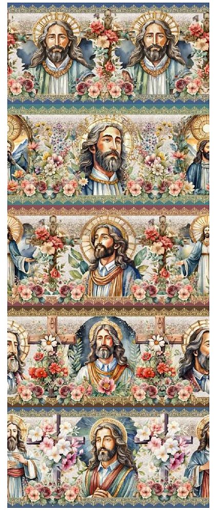 Tecido tricoline digital Jesus (0,55cm x 1,50 de largura)