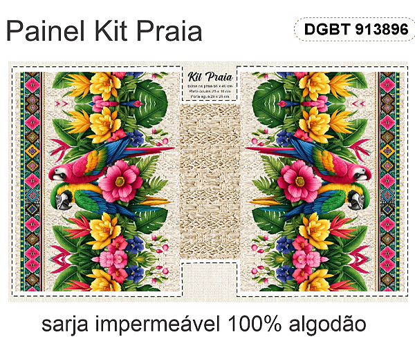 Kit de praia em sarja impermeável (60cm x 1,50)