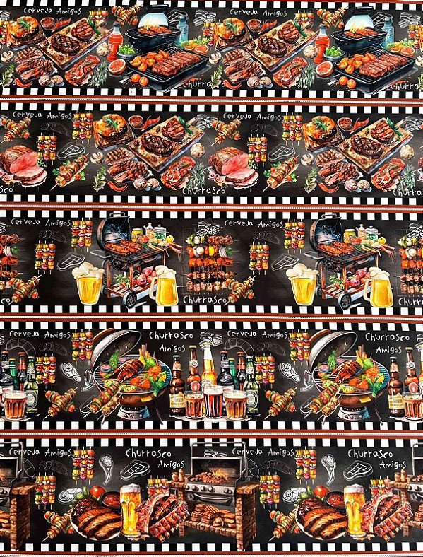 Tricoline digital Churrasco 2(0,55cm x 1,50 de largura)