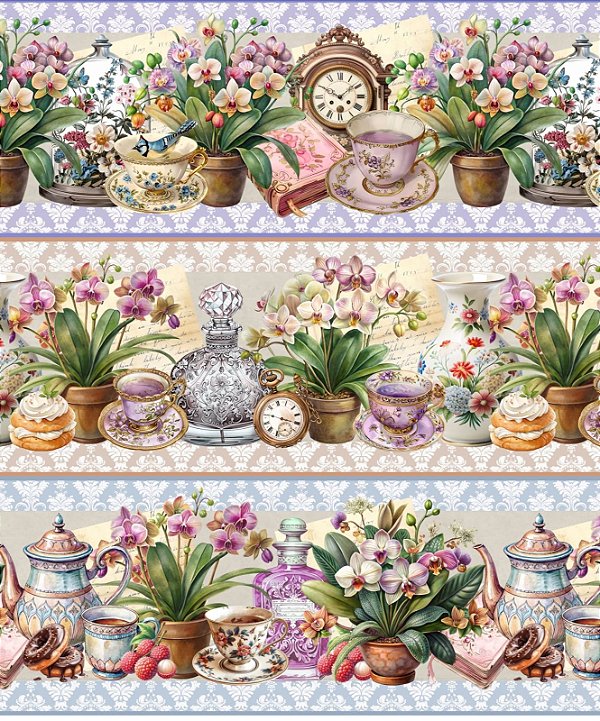 Tricoline digital  Orquídeas Lindas (0,55cm x 1,50 de largura)