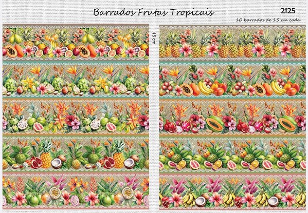 Tricoline digital Frutas Tropicais (0,55cm x 1,50 de largura)