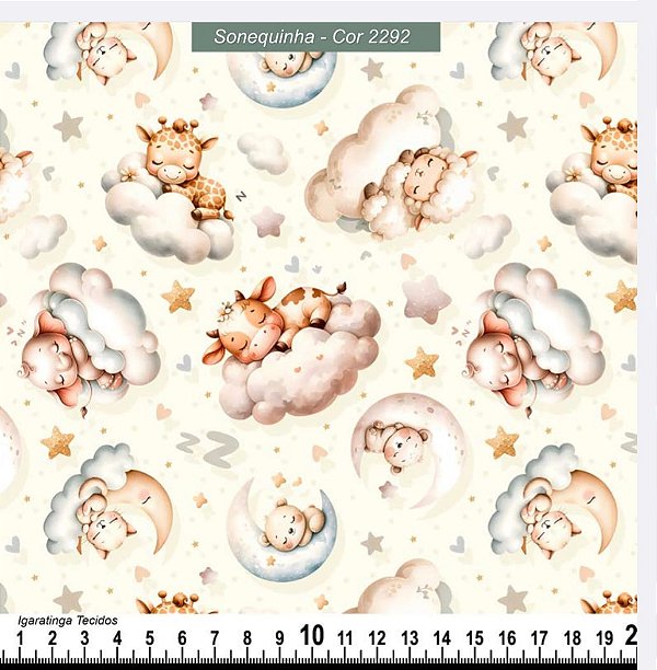 tricoline digital Infantil Sonequinha corrido (0,50cm x 1,50 de largura)