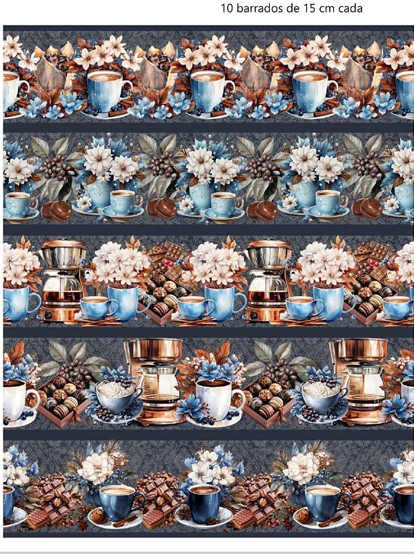 Tricoline digital café com chocolate (0,55cm x 1,50 de largura)