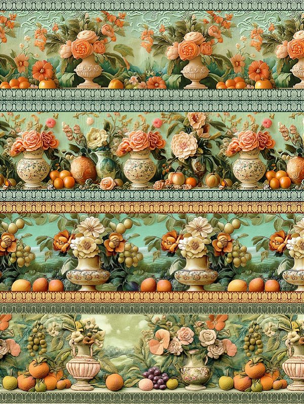 Tricoline digital Flores 3D fundo verde (0,55cm x 1,50 de largura)