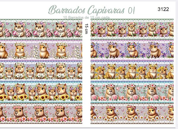 Tricoline digital Capivarinhas I (55cm x 1,50)