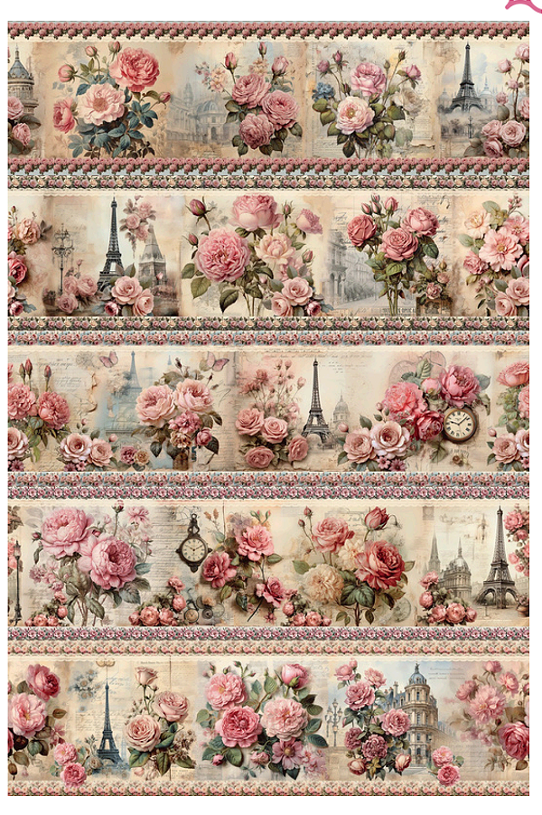 Tricoline digital Primavera em Paris (0,55cm x 1,50 de largura)