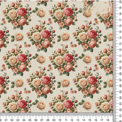 Tricoline digital Rosas corrido (0,55cm x 1,50 de largura)